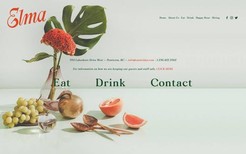 A Squarespace site screenshot of eatatelma.com