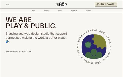 A Squarespace site screenshot of playandpublic.com