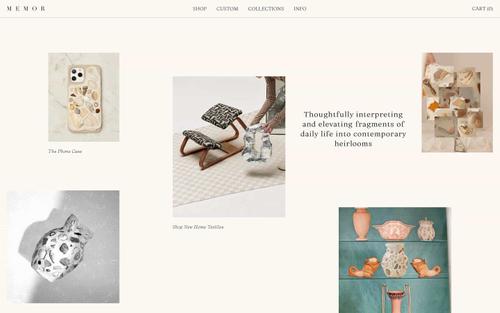 A Squarespace site screenshot of shopmemor.com