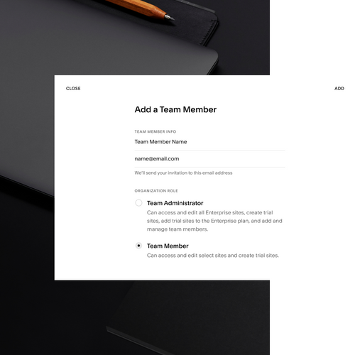 Add team member panel UI