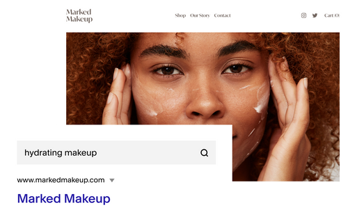 Marked Makeup website and search bar